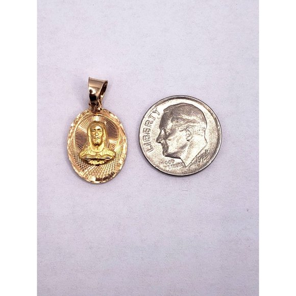 14K Gold Guadalupe Sacred Heart Double Sided Scapular Pendant Religious - Picture 7 of 12